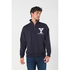 KOAJ - Buzo azul intenso cuello alto oversize con arte de Yale Hombre