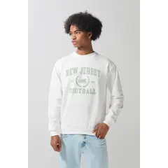 KOAJ - Buzo cuello redondo unicolor con estampado en frente es Hombre