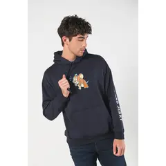 KOAJ - Buzo oversize con capota azul y artes de Tom y Jerry Hombre