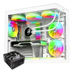 JANUS - Caja Chasis Atx Gamer V900 Para Pc Blanca 3 Cooler