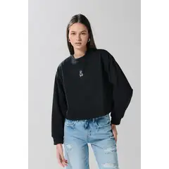 KOAJ - Buzo crop top cuello redondo COLOR para mujer, cuello y MUJER