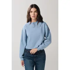 KOAJ - Buzo crop top azul claro con cuello redondo MUJER