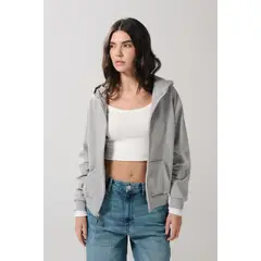 KOAJ - Buzo unicolor para mujer de capota con cremallera y bolsi MUJER