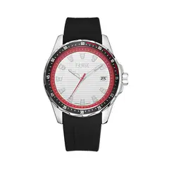 LOIX - Reloj Hombre L2136-2 Negro con plateado bisel negro, tablero blanco