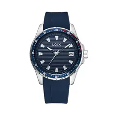 LOIX - Reloj Hombre L2136-3 Azul con plateado bisel azul, tablero azul