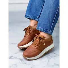 GENERICO - Tenis Dama Oxford Botón Decorativo Casual Dorado Mujer-Miel