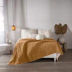 VIANNEY - Cubrelecho Voga Camel Queen Size-Doble Xl