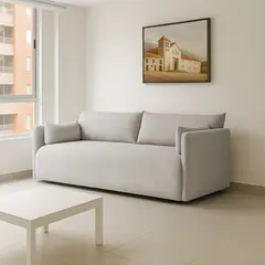 GENERICO - Sofá Snop 2 Puestos Moderno Gris Moderno Elegante Tela Antifluidos 178x90x75 Gris