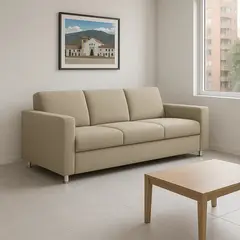 GENERICO - Sofá Calixto 3 Puestos Moderno Tela Antifluidos 200x80x75 Beige