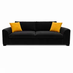 MUEBLES DE LUJO - Sofá Tiago 4 Puestos Moderno Tela pet friendly Antifluidos 240x85x75 Negro