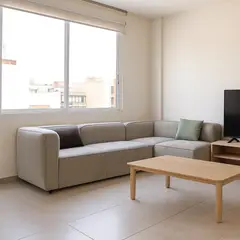 GENERICO - Sofá con banqueta Bocelli 4 Puestos Moderno Tela Antifluidos 260x85x75 Gris