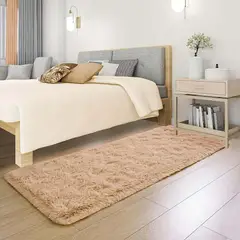 MITAPETE COM - Tapete Alfombra Camino Peludo Antideslizante 50 X 180cms Marron Claro