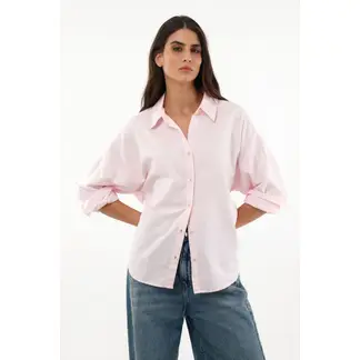 TOPMARK - Camisa clásica rosada para mujer