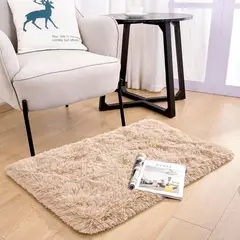MITAPETE COM - Tapete Pie De Cama Peludo Antideslizante 50 X 80 cms Marron Claro