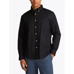 TOMMY HILFIGER - Camisa negra Flex Poplin