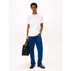 TOMMY HILFIGER - Camiseta blanca de cuello redondo con bolsillo