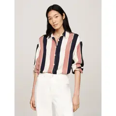 TOMMY HILFIGER - Camisa multicolor oversize con logo metálico