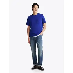 TOMMY HILFIGER - Camiseta azul de cuello redondo con bolsillo