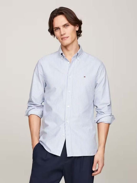 Imagen de Camisa azul Heritage de rayas con corte regular