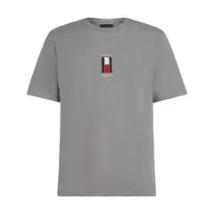 TOMMY HILFIGER - Camiseta gris con logo vertical