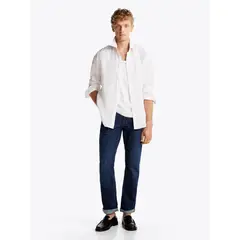TOMMY HILFIGER - Camisa blanca de lino solida con logo