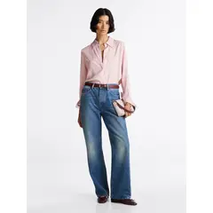 TOMMY HILFIGER - Camisa rosa de corte amplio y Tapeta oculta
