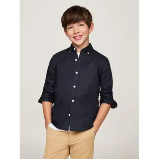 TOMMY HILFIGER - Camisa Azul Niño Regular Con Cuello Abotonado