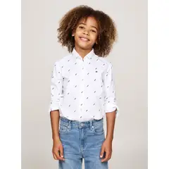 TOMMY HILFIGER - Camisa Blanca Niño Con Estampado De Rayas