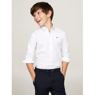 TOMMY HILFIGER - Camisa Blanca Niño Regular Con Cuello Abotonado
