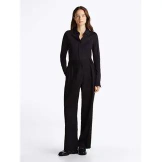 TOMMY HILFIGER - Camisa negra slim con aberturas en los puños