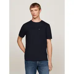 TOMMY HILFIGER - Camiseta azul de cuello redondo con bolsillo