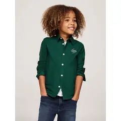 TOMMY HILFIGER - Camisa Verde Niño Oxford Corte Regular