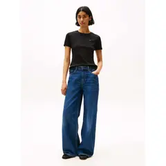 TOMMY HILFIGER - Camiseta negra de cuello redondo con corte slim