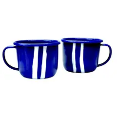 MACUIRA - Mugs para Chocolate en Peltre Esmaltado Set x 2 Azul 600 ml