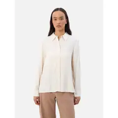 TOMMY HILFIGER - Camisa beige de corte amplio y Tapeta oculta