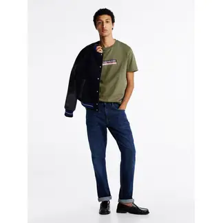 TOMMY HILFIGER - Camiseta verde con logo cuadrado en el pecho