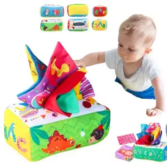 AMERICAN GENERICS - Juguete Para Bebes Sensorial Sonajero Caja De Pañuelos