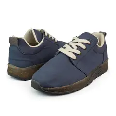 GENERICO - Tenis hombre en lona de algodón recuperado color azul