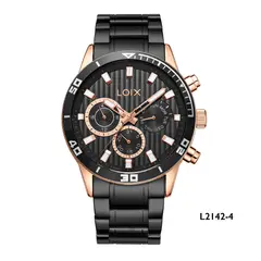 LOIX - Reloj Hombre L2142-4 Negro con oro rosa, tablero negro