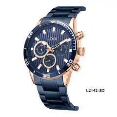 LOIX - Reloj Hombre L2142-3 Azul con oro rosa, tablero azul