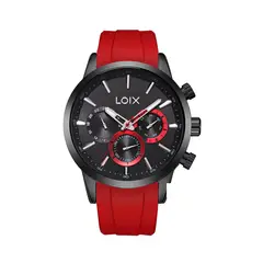 LOIX - Reloj hombre L2143-4 Rojo con negro tablero negro