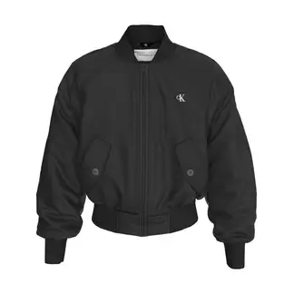 CALVIN KLEIN - Chaqueta negra bomber holgada de satén