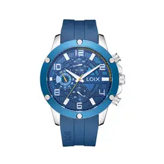 LOIX - Reloj hombre L2144-2 Azul con plateado bisel azul tablero azul