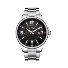 LOIX - Reloj hombre L2145-1 Plateado con tablero negro