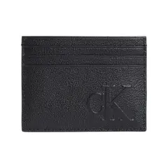 CALVIN KLEIN - Tarjetero negro sculpted con monograma