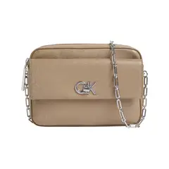 CALVIN KLEIN - Bolso beige cruzado con monograma