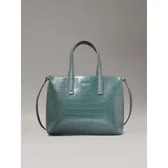 CALVIN KLEIN - Bolso verde tote de cuero de cocodrilo pequeño
