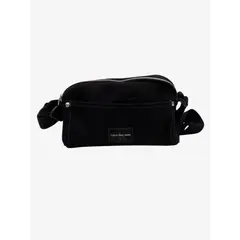 CALVIN KLEIN - Bolso negro de lona con parche de logo