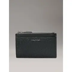 CALVIN KLEIN - Tarjetero verde de cuero de cocodrilo