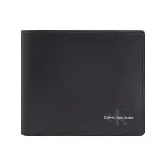 CALVIN KLEIN - Billetera negra bifold con monograma
